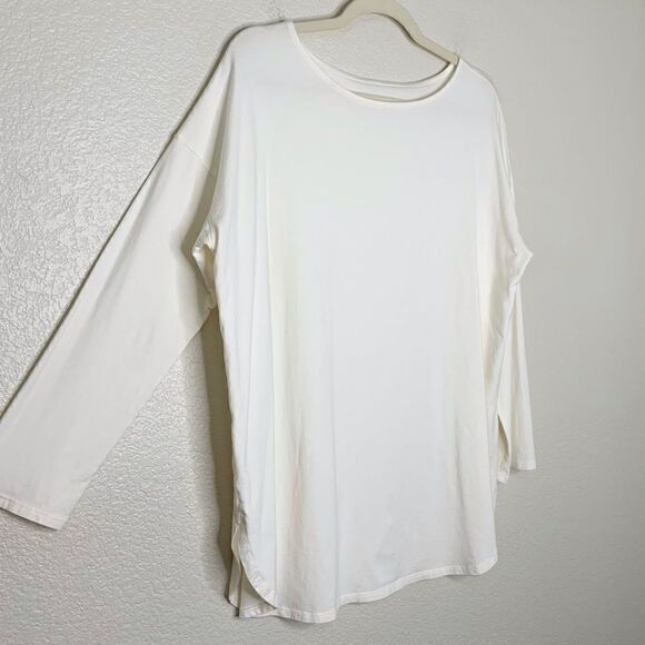 J. Jill Luxe Supima 3/4 Sleeves Ivory Stretch Tunic Pull Over Top - Picture 2 of 13